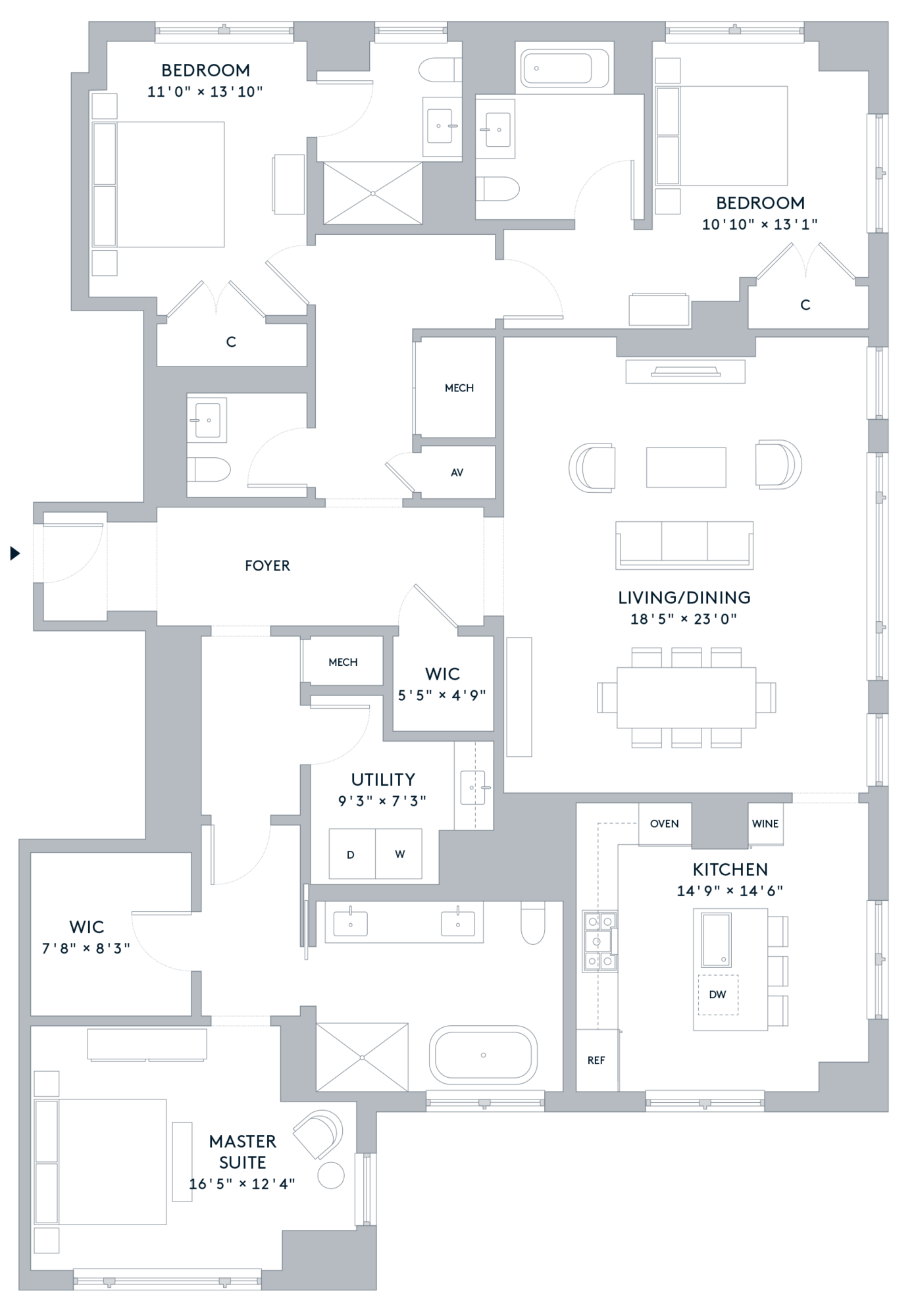 Full screen unformatted one bennett park residence 3 floor plan