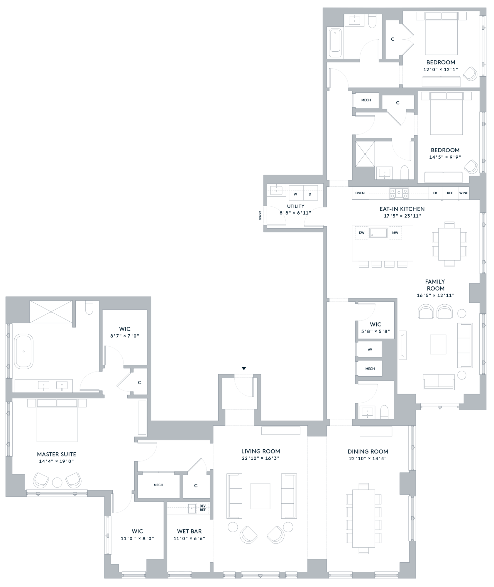 Full screen unformatted one bennett park residence 12 floor plan